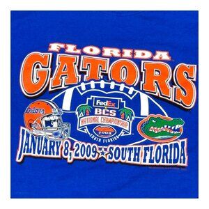 Florida Gators 2009 BCS Championship T-Shirt 2XL UF Jerzees Blue Cotton READ